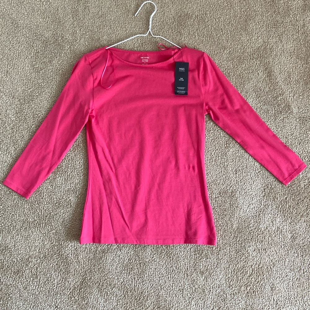 M&S (UK BRAND) “The Fitted” 3/4 Sleeve Slash Neck